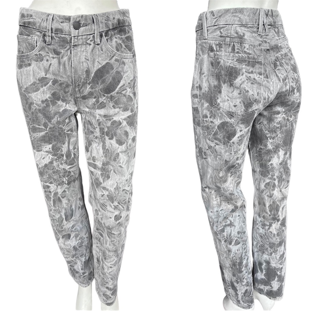 Good American High Rise Straight / Wide Leg Grey Tie Dye Jeans | Size: 0/25